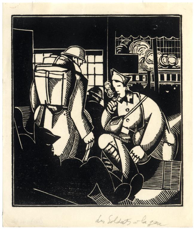 Les soldats à la gare