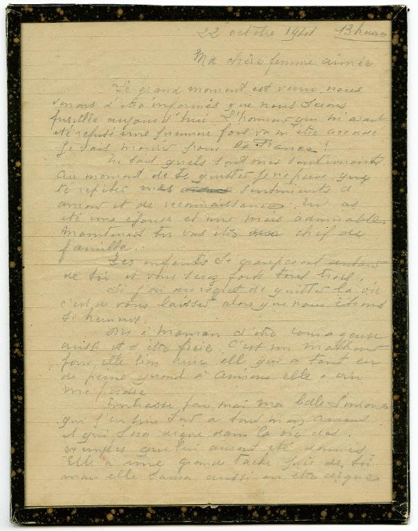Lettre de Léon Jost à sa femme
