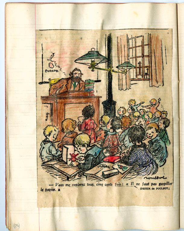 - Vous me copierez tous, cinq cents fois : ''Il ne faut pas gaspiller le papier''