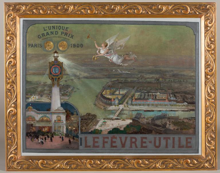 L'usine LU, la Renommée et le pavillon LU à l'Exposition universelle de Paris