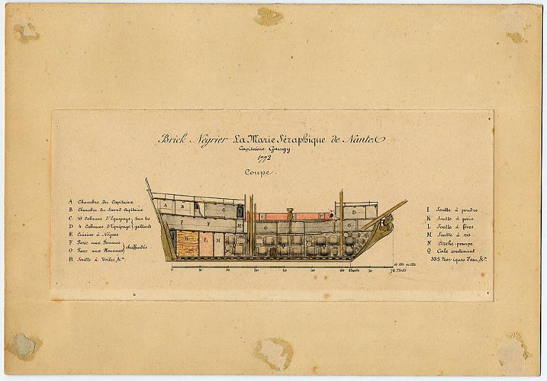 Brick négrier La Marie Séraphique de Nantes, capitaine Gaugy, 1772