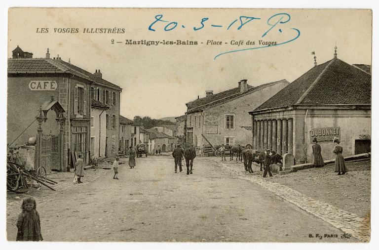 Les Vosges illustrées. 2 - Martigny-les-Bains - Place - Café des Vosges