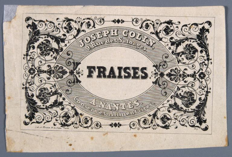 Fraises. Joseph Colin, 9 rue des Salorges, Fraises, à Nantes, Conserves Alimentaires.