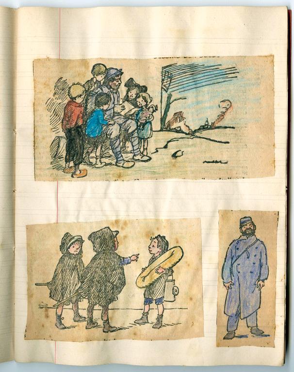 Trois dessins coloriés